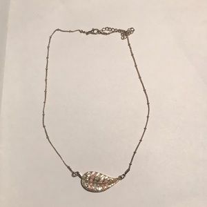Gold leaf and gem necklace